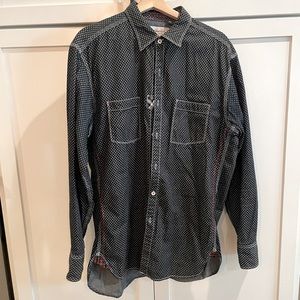Robert Graham - men’s large - Navy with white polka dots, red stitch detail